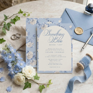 Invitation Something Blue Wildflower Bouquet Bridal Shower 