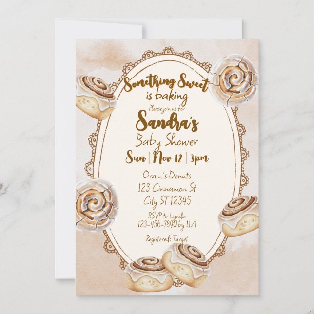 Invitation Something Sweet, Cinnamon Roll Baby Shower (Devant)