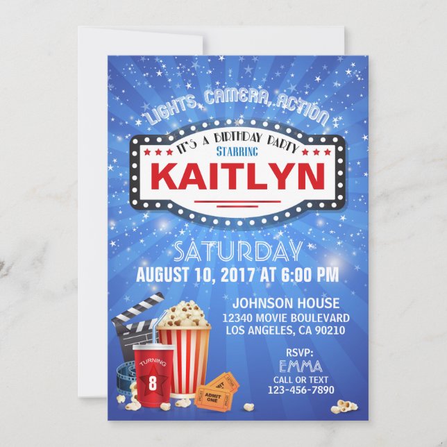 Invitation Sommeil de soirée cinéma au-dessus de fête (Devant)