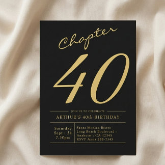 Invitation Son 40e anniversaire 40 ans fête noir or
