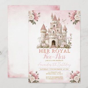 Invitation Son château royal de cinq-ies Anniversaire Fleurs 