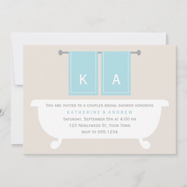 Invitation Son et ses serviettes Wedding shower de couples (Devant)