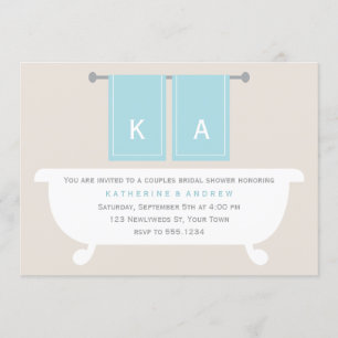 Invitation Son et ses serviettes Wedding shower de couples