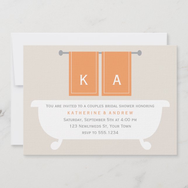 Invitation Son et sien Fête de la mariée de serviettes (Devant)