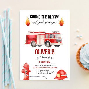 Invitation Son L'alarme Boys Firetruck Anniversaire