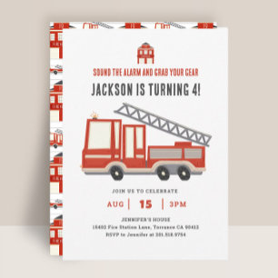 Invitation Son L'alarme Camion Fête d'anniversaire