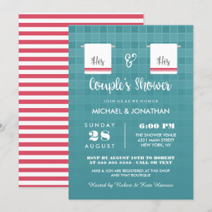 Invitation Son & Ses   Douche Blue & Red Gay Couple's