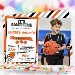 Invitation Son temps de jeu Basketball Anniversaire Photo