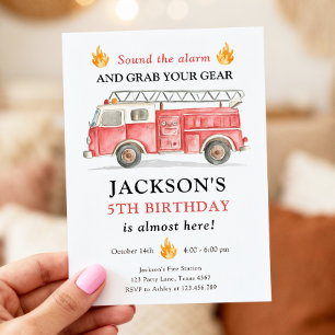 Invitation Sonnerie de Camion de Pompiers Fête d'anniversaire