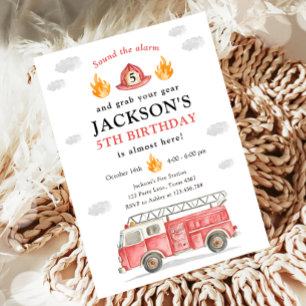 Invitation Sonnerie de Camion de Pompiers Fête d'anniversaire