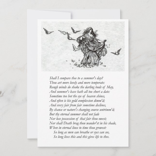 Invitation Sonnet n° 18 de William Shakespeare (Devant)