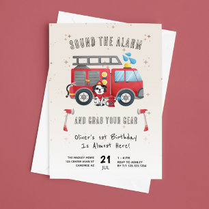 Invitation Sonnez l'Alarme Camion de Pompiers 1er Anniversair
