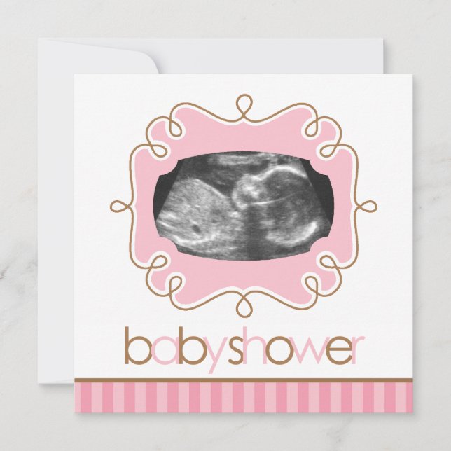 Invitation Sonogrammes roses Douches pour bébés (Devant)