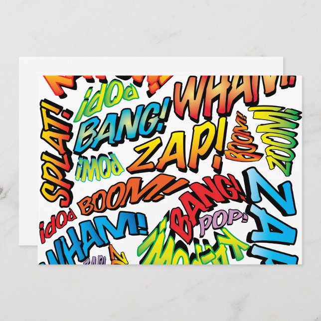 Invitation Sons Pop Art de Bande Dessinée Rétro Amusante (Devant / Derrière)