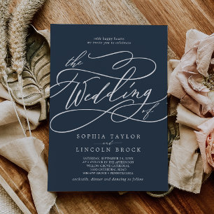 Invitation SOPHIA Bleu foncé Classique Formel Mariage de la m