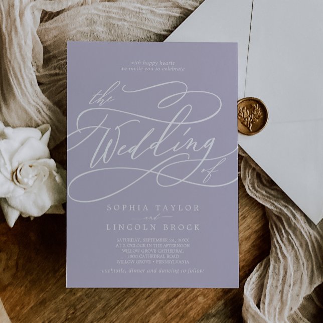 Invitation SOPHIA Lavande Purple Minimal Boho Simple Mariage (SOPHIA Lavender Purple Minimal Boho Simple Wedding Invitation)