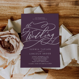 Invitation SOPHIA Plum foncé Simple violet Mariage classique