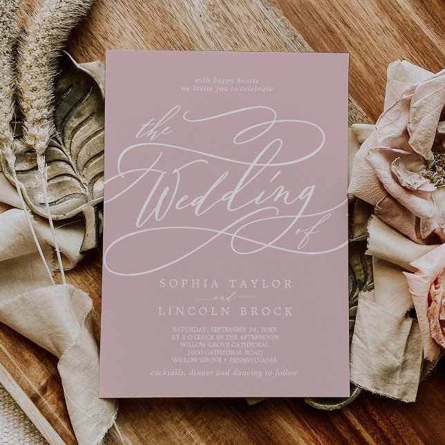 Invitation SOPHIA Simple Elegant Classique Blush Mariage rose (SOPHIA Simple Elegant Classic Blush Pink Wedding Invitation)