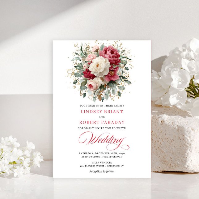 Invitation Sophisticated Bohemian Blush White Greenery Invite (Sophisticated Bohemian Blush White Greenery Invitation)