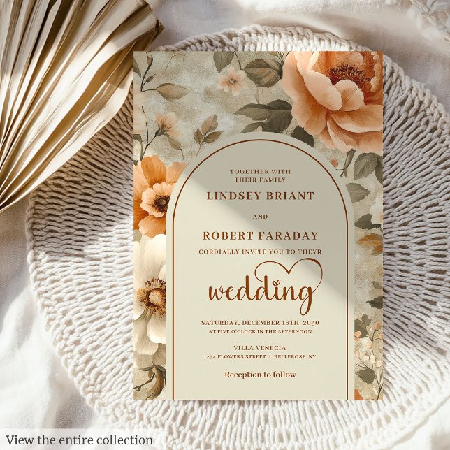 Invitation Sophisticated Boho Terra Cotta Ivory Sage Wedding  (Sophisticated Boho Terra Cotta Ivory Sage Wedding Invitation

)