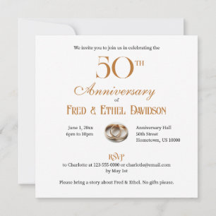 INVITATION SOPHISTIQUÉ 50E ANNIVERSAIRE MARIAGE