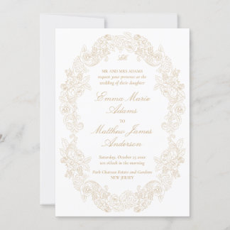 Invitation Sophistiqué Classic Script Champagne Mariage