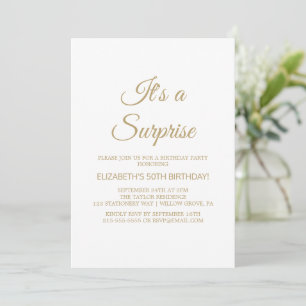 Invitation Sophistiqué Gold Calligraphie Parti surprise