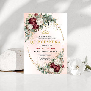 Invitation sophistiquée de Quinceañera florale bur