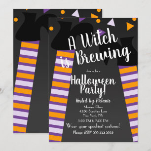 Invitation Sorcellerie de pieds de fêtes d'Halloween d'annive