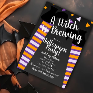 Invitation Sorcière brassant des jambes fête d'Halloween d'an