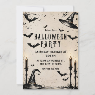 Invitation Sorcière Casquette fête d'Halloween