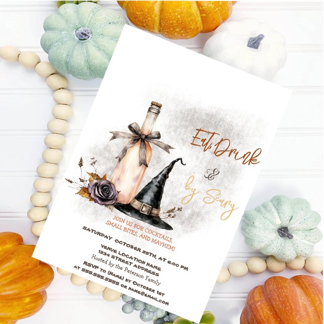 Invitation Sorcière Casquette Fleur de vin Halloween Fête Inv (Créateur téléchargé)