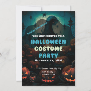 Invitation Sorcière Creepy Jack-O' Lanterns Halloween