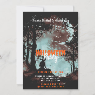 Invitation Sorcière dans la fête d'Halloween des chauves-sour