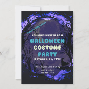 Invitation Sorcière de la forêt de Crescent Moon Halloween Dé