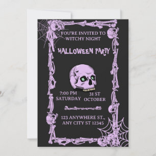 Invitation Sorcière de nuit gothique pastel Halloween Party C