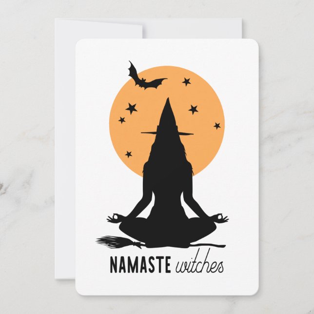 Invitation Sorcière de yoga Halloween contemporaine (Devant)