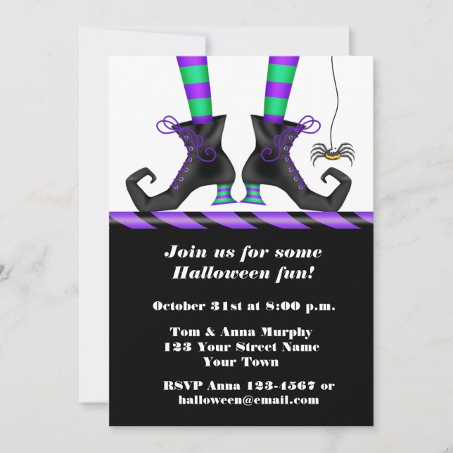 Invitation Sorcière d'Halloween (Devant)