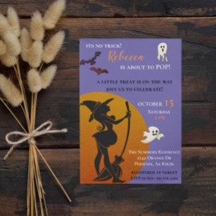 Invitation Sorcière d'Halloween Baby Shower Fantômes Chauves-