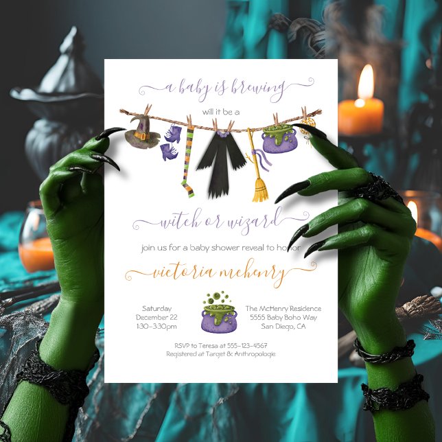 Invitation Sorcière d'Halloween ou sorcière bébé est en train (Créateur téléchargé)