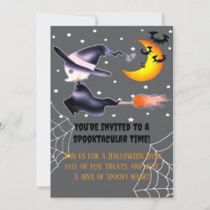 Invitation Sorcière fantôme volant la nuit d'Halloween