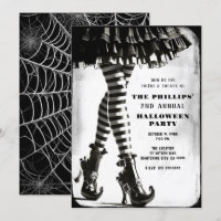 Sorcière Gothique Jambes Rayées Noir Blanc Hallowe