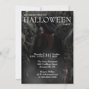 Invitation Sorcière Gothique Moderne d'Halloween dans une For