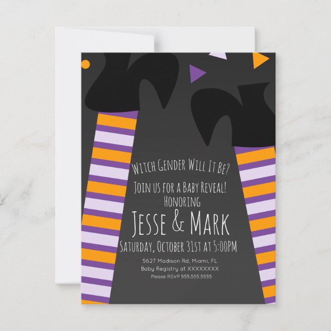 Invitation Sorcière Halloween Automne Genre Reveillez Invitat (Devant)