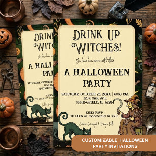 Invitation Sorcière Halloween Soirée Cocktail de Sorcière M