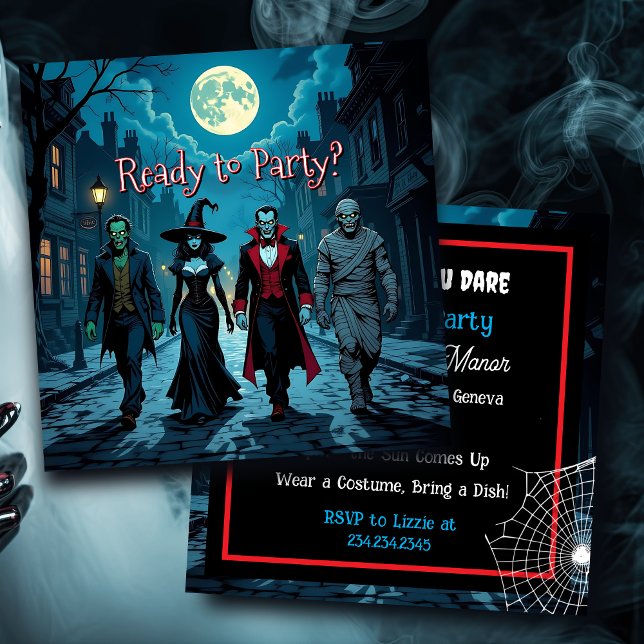 Invitation Sorcière, Vampire, Dracula et la fête d'Halloween  (Créateur téléchargé)