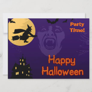 Invitation Sorcière, vampire et maison hantée