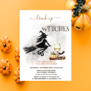 Invitation Sorcière Vin Citrouille Arc Halloween