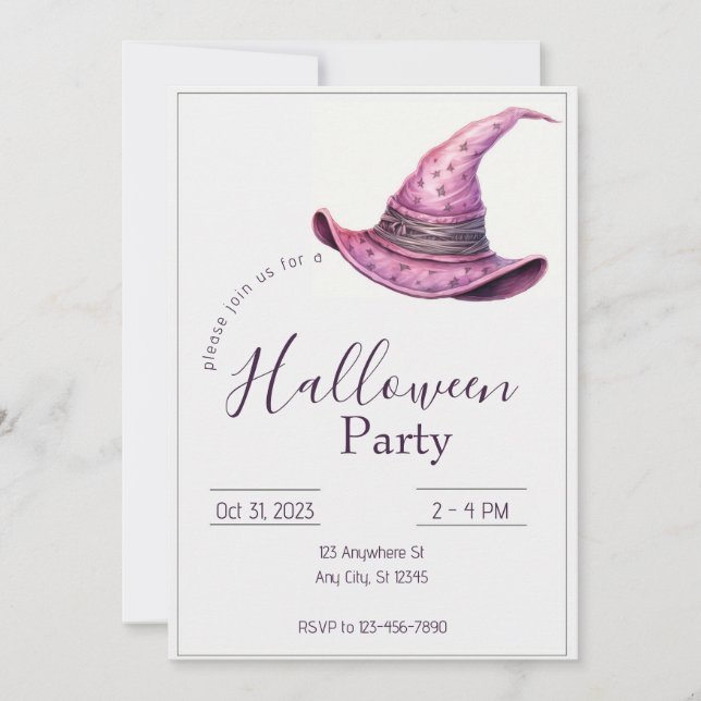 Invitation Sorcières d'Halloween Casquette rose (Devant)