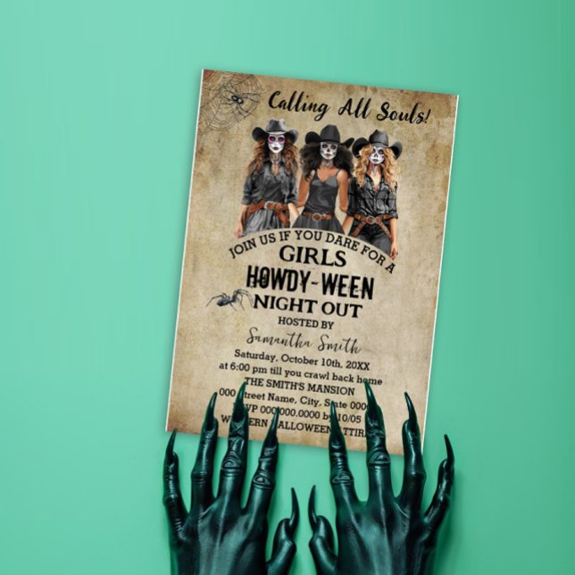 Invitation Sorcières d'Halloween Howdy-ween Jour de la fête d (Créateur téléchargé)